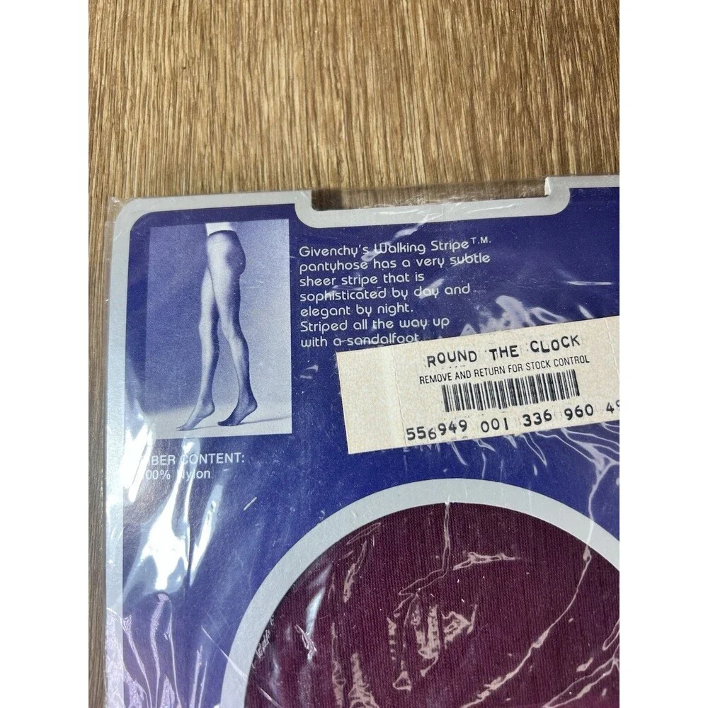 Vintage Givenchy Walking Stripe Pantyhose Fine Wine Red Burgundy Stately NIP